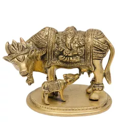 Beautiful Brass Kamdhenu Cow and Calf (10522)