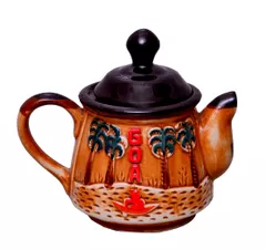 Artisan Handmade Ceramic Glazed Teapot "Go Go Goa"(10528)