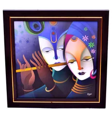 Radha-Krishna Painting From Divine Collection: High Quality HD Print In Classy Textured Frames (10549)