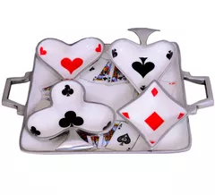 Colorful Playing Cards Serving Tray with 4 bowls Set (10586)