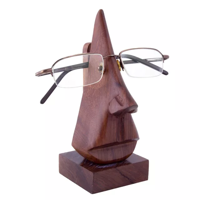 Wooden Spectacles Stand Glasses Holder 'Nosey Nose': Classy Design Sophisticated Gift (10739)
