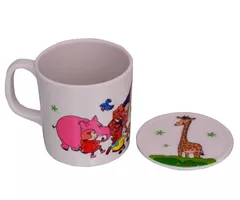 Children's Mug With Lid Cover: For Kids In High Quality Plastic Jungle party (10723g)