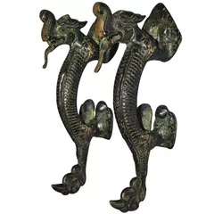 Door Handles in Pure Brass for Main Door, Chinese Dragon Design Fully Functional Decorative Dragon Brass Door Handles       (10815)