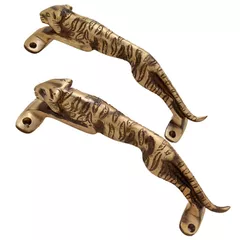 Door Handles in Pure Brass for Main Door, Leaping Panther Design Fully Functional Decorative Tiger Brass Door Handles(10816)