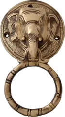 Door Knocker in Pure Brass for Main Door, Elephant Head Design Fully Functional Decorative Elephant Brass Door knocker                               (10820)