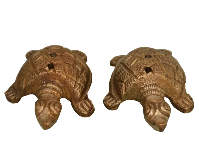 Incense Stick Holder Or Agarbatti Stand In Brass Tortoise/Turtle Shape: Feng Shui Good Luck Article; Set of 2 (10742)