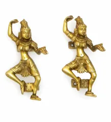 Exquisite Door Handles in Pure Brass for Main Door, Indian Dancing divas design Fully Functional Decorative Door Handles (10822)
