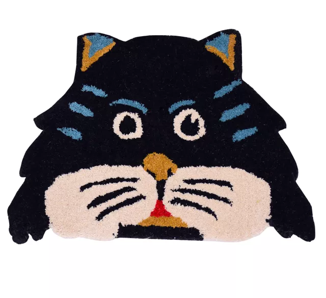 Door Mat Kitty Cat Shape: Thick, Soft, Non-skid Floor Carpet Rug 10747