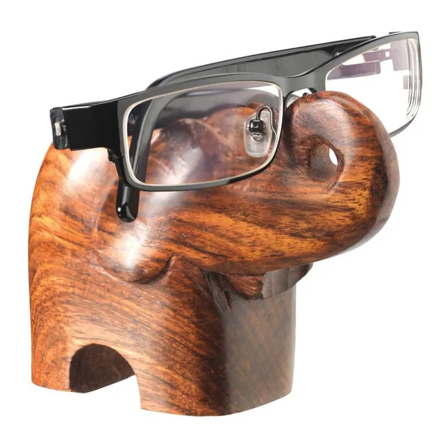 Wooden Elephant Spectacles Goggles Holder Stand: Memorable Gift (10936)