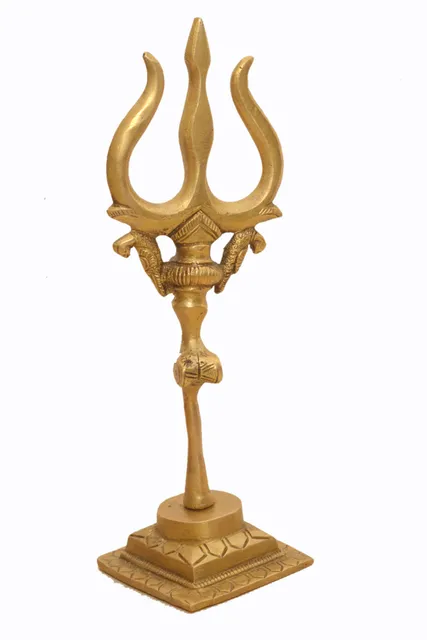 Brass Trishool Trident: Lord Shiva Mahadev's Mythological Weapon For Home Temple (10912)