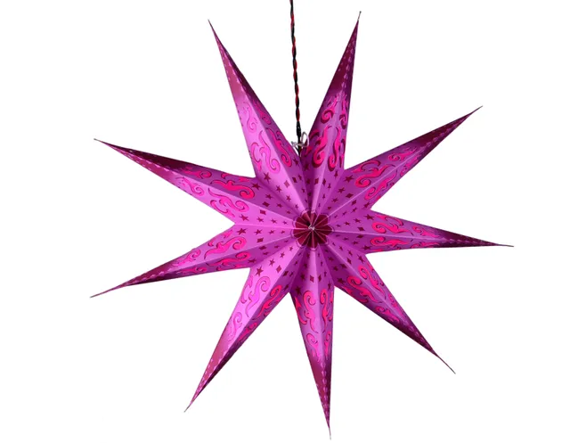 9 Pointed Star Made of Handmade Paper used as Hanging Lantern for Christmas, New Year, Birthday Party Decoration,60 cms (chst05)