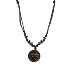Necklace Chain "Om": Unique Pendant With Adjustable Cotton Cord | Cool, Funky Fashion Accessory  (30105)