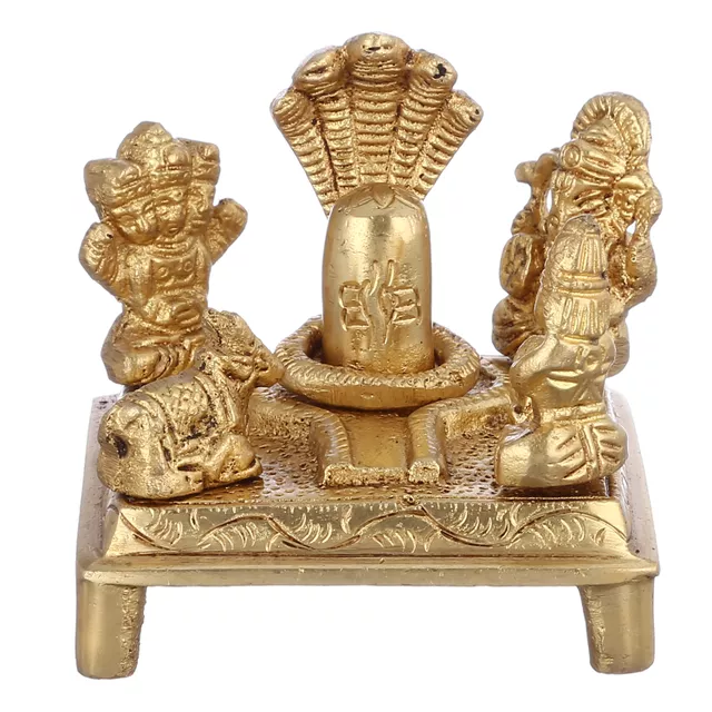 Rare Collection Statue of Shiva Parivaar: Ganesha, Parvati, Karthikeya, And Nandi Around Shivaling (10950)