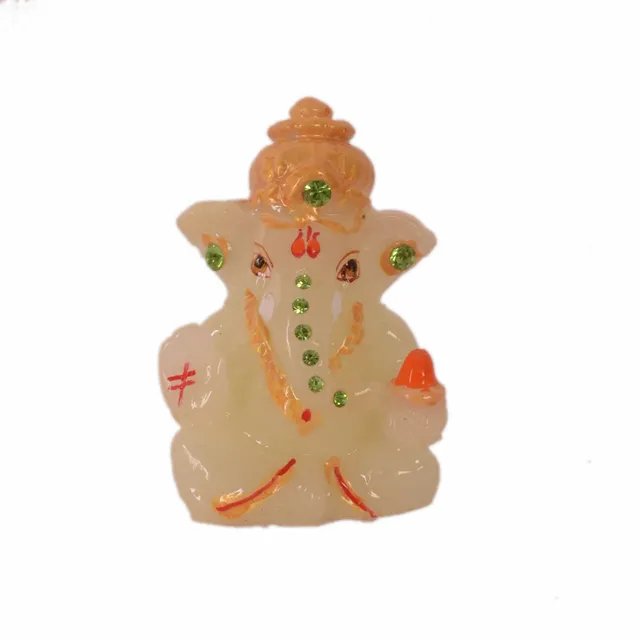 Lord Ganesha (Ganapathi/Vinayaka) Glowing Idol: Radium Painted Statue With Night-Glow or Glow In The Dark Effect For Home Temple, Car Dashboard (10956)