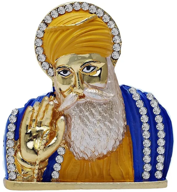 Guru Nanak Dev Small Metal Statue: Sikh Religious Idol  For Home Temple, Car Dashboard, Office Table Or Shop Counter (10960)