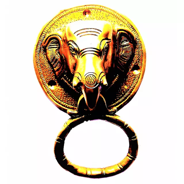 Brass Metal Door Knocker: Antique Design Elephant Head Gate Handle (11019)