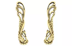 Brass Handle Set: Two Gorgeous Peacock Shape Vintage Design Grips For Doors Dresser Cupboard Drawer (11023)