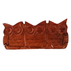 Magic Wooden Puzzle Box '3 Wise Owls': Handmade Mystery Keepsake Box Game Gift (11059)