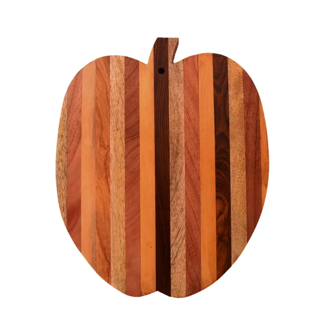 Apple Shape Wooden Cutting, Carving, Chopping Serving Board , Hand Carved Chef Board For Slicing Meat Veggies Bread Crackers Fruits Spices; Durable Kitchen Essential Serveware Accessory (11074)