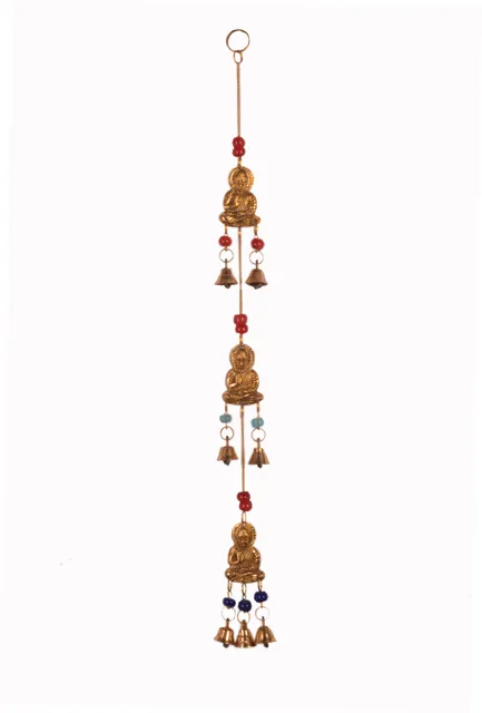Wind Chime With Buddha Statues & Bells: Unique Wall Decor For Good Luck & Positive Energy (11081)