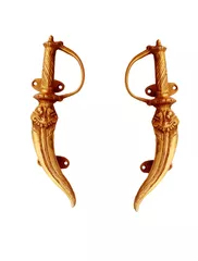 Brass Door/Window/Cupboard Handle: 'Royal Swords' - Set Of 2 (11133a)