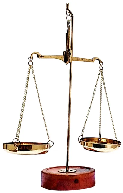 Brass Weighing Scale Balance Tarazu Weights Measure Showpiece 'Law/Justicse For All' (11152)