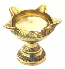 Brass Oil Lamp (Diya/Deepam/Deepak): Unique 5 Lights Deepak, Indian Religious Gift (11154)