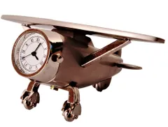 Table Clock 'Time-To-Fly': Aeroplane Design Small Timepiece For Home, Office Car Dashboard Or Kids Room (11204)