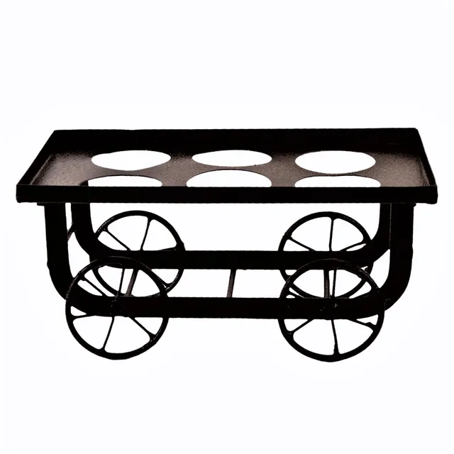 Iron Serving Tray For Shot Glasses 'Vintage Cart': 6 Slots (11209)