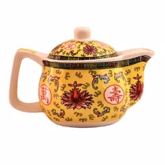 Painted Ceramic Kettle Tea Coffee Pot 350ml (Small) With Steel Strainer (11224)