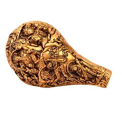 Rare Collection Brass Conch Shankha: Shiva-Parvati-Ganesha (11230)