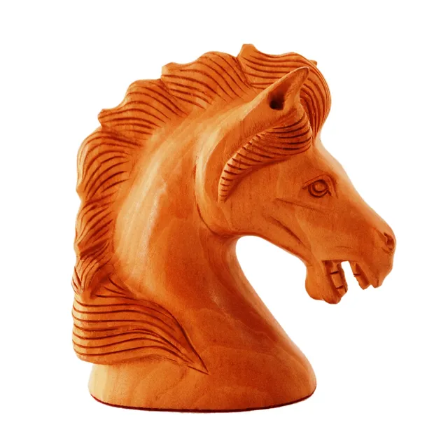 Wooden Carved Horse Bust; Miniature Idol for Table Tops, Showpiece, Indian Gift (11259)