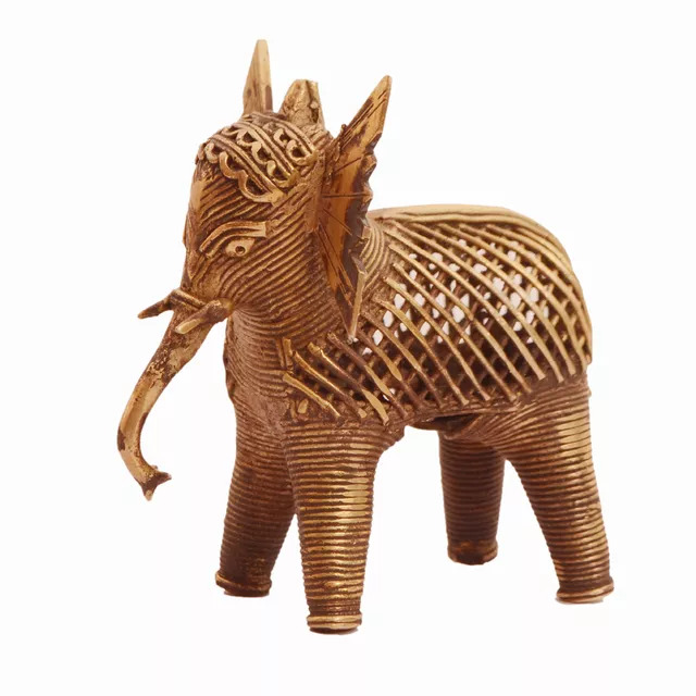 Dhokra Art Elephant Metal Statue With Feng Shui Vastu Significance; Unique Gift Showpiece (11246)