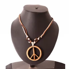Necklace Chain 'Peace': Unique Pendant With Adjustable Cotton Cord | Cool, Funky Fashion Accessory  (30133)