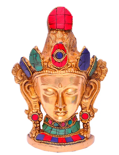 Brass Idol Buddhist Goddess Tara: Table Top Decor Figurine With Gemstones; Collectible Gift (11287)