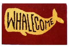 Handwoven Doormat 'Whalecome': Thick, Soft, Non-skid Floor Carpet Rug (11309b)