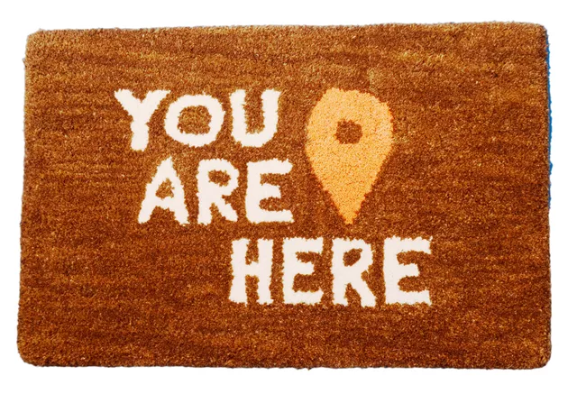 Handwoven Doormat 'You Are Here': Thick, Soft, Non-skid Floor Carpet Rug (11310b)
