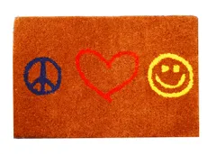 Handwoven Doormat 'Peace Love Joy': Thick, Soft, Non-skid Floor Carpet Rug (11311a)