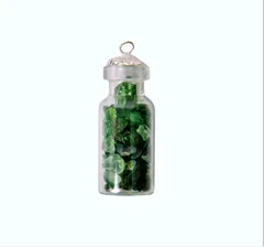 Green Aventurine Crystals Bottle Pendant: Reiki Energized Natural Crystals, Good Luck Healing Charm (11331)