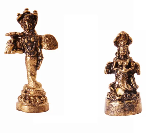 Rare Miniature Statue Set Goddess Nag Kanya Mansa Devi in 2 Different Poses, Unique Collectible Gift (11414)