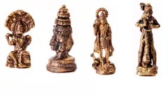 Rare Miniature Statue Set Hindu Gods (Vishnu, Brahma, Murugan, & Hanuman), Unique Collectible Gift (11418)