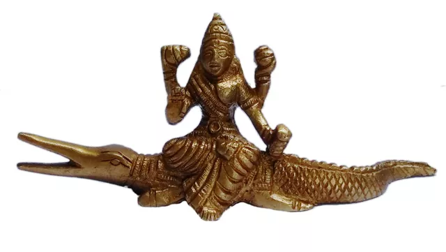 Brass Statue Goddess Ganga, Hindu Diety of India's Holiest River (11424)