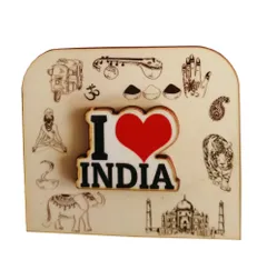 Wooden Fridge Magnet: I Love India (11464)