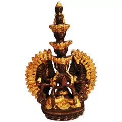 Brass Idol Sahasrabhuja Avalokitesvara (Avalokita, Lokeshvara, or Mahakarunika): Buddhist Lord of all Realms (11449)