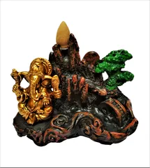 Ganesha Fog Fountain with Backflow Dhoop Incense Burner & 10 Free Cones (11520A)