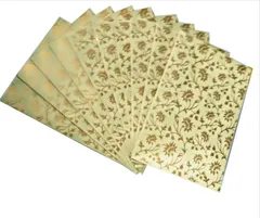 Paper Card-Envelope Pack (Set of 10) 'Silver Flowers': Handmade Organic Paper Cards 6*4 inches for Personalized Greetings (11454)