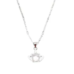 Girl's Necklace 'Queen's Crown': Fashion Locket Pendant with Glittering Stone (30136)