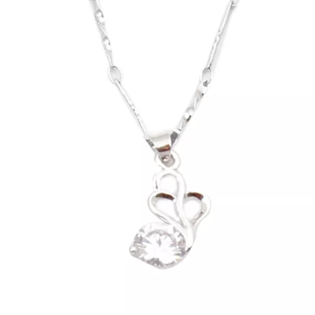 Women's Necklace 'Swan Heart': Fashion Locket Pendant with Glittering Stone (30137)