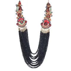 Necklace 'Black Beauty' with Beads & Colorful Sequined Edges: Unique Statement Piece (30145)