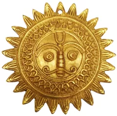 Brass Idol Sun God: Surya Devta Wall Hanging for Ever-shining Light (11571)